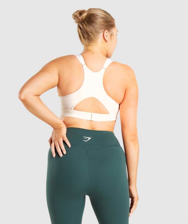 Damske Športové Podprsenky Gymshark Mesh Neckline Krém | VP5236710